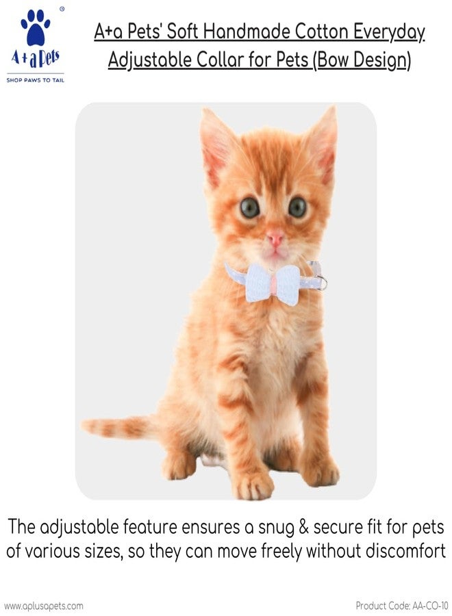 A+a Pets طوق قطط قابل للتعديل بتصميم فيونكة قطنية ناعمة مصنوعة يدويًا من A+a Pets، مزود بإبزيم أمان سهل الفتح، مناسب للقطط والقطط الصغيرة والجراء والحيوانات الصغيرة (أخضر)، 32 سم، 1.5 سم - Image 4